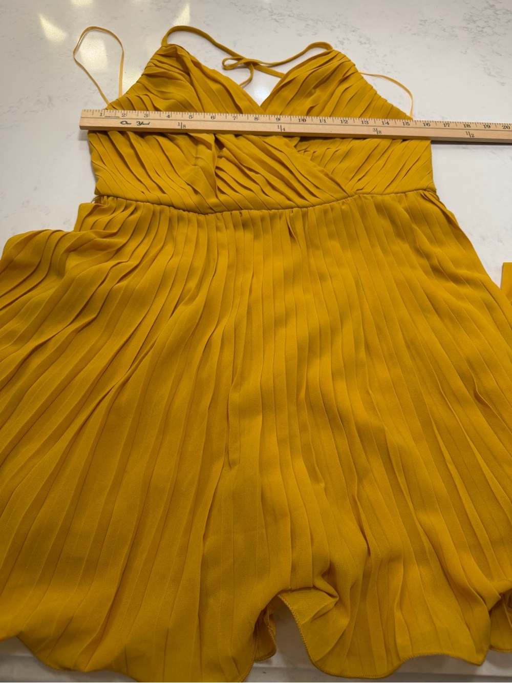 Miss Avenue Mustard Yellow Spaghetti-Strap Wrap Mini Dress - Picture 8 of 10